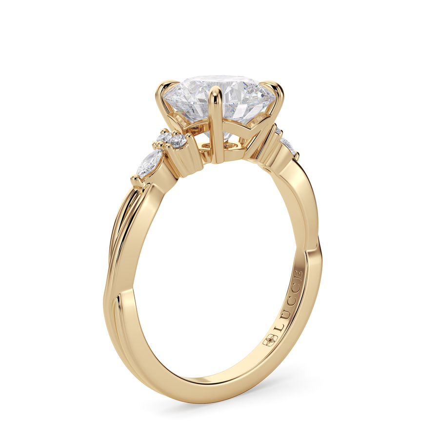 Load image into Gallery viewer, LUCCE Twisting Cluster Round Diamond in  Low Basket Setting Engagement Ring in Gold or Platinum
