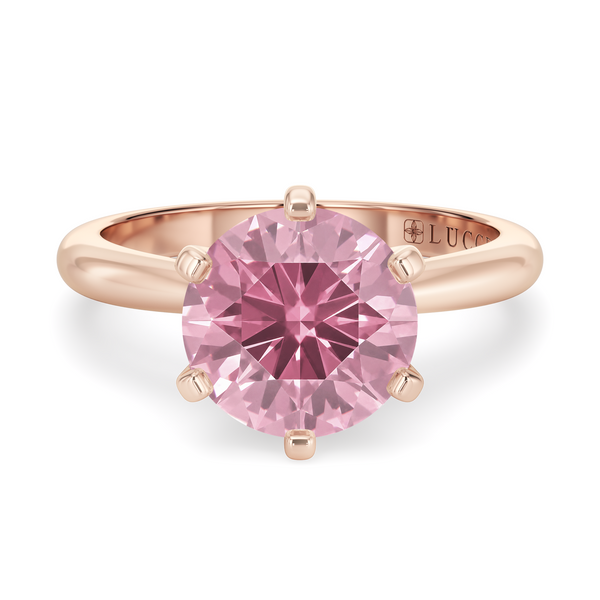 LUCCE ANGELA™ Round AURORA™ Pink Sapphire 1.50ct 14K Rose Gold