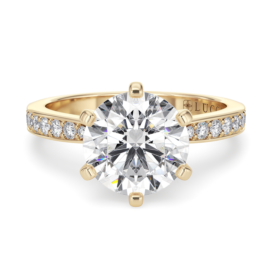 Load image into Gallery viewer, LUCCE ANGELA™ Pavé Round CELESTE™ Moissanite 1.25ct 14K Yellow Gold
