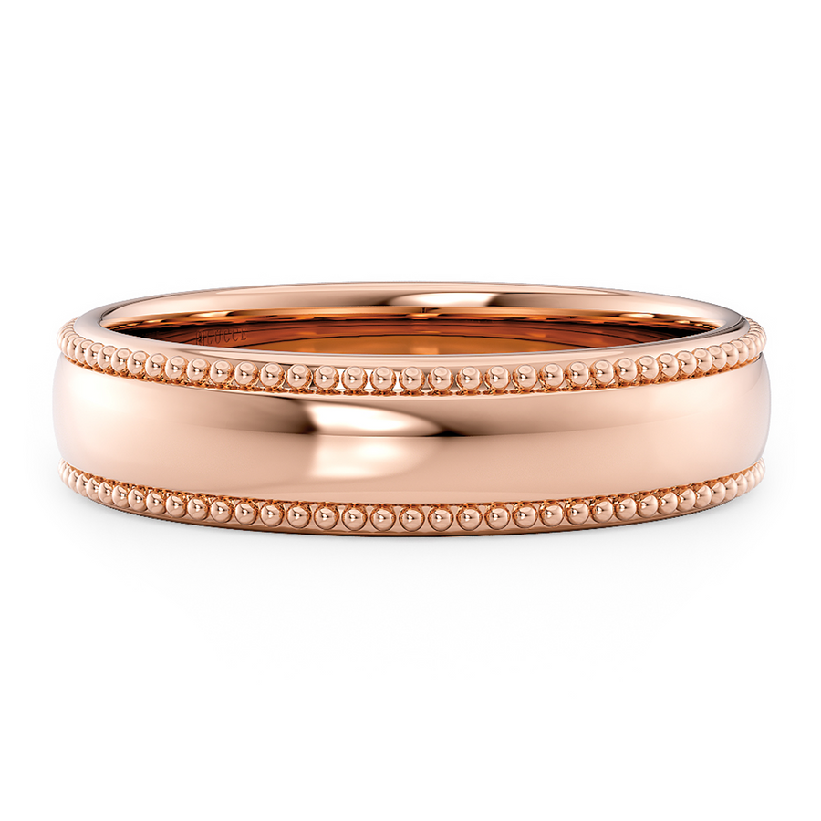 Load image into Gallery viewer, LUCCE Milgrain Classic Unisex Wedding Band with Brushed or Polished Finish in Gold or Platinum
