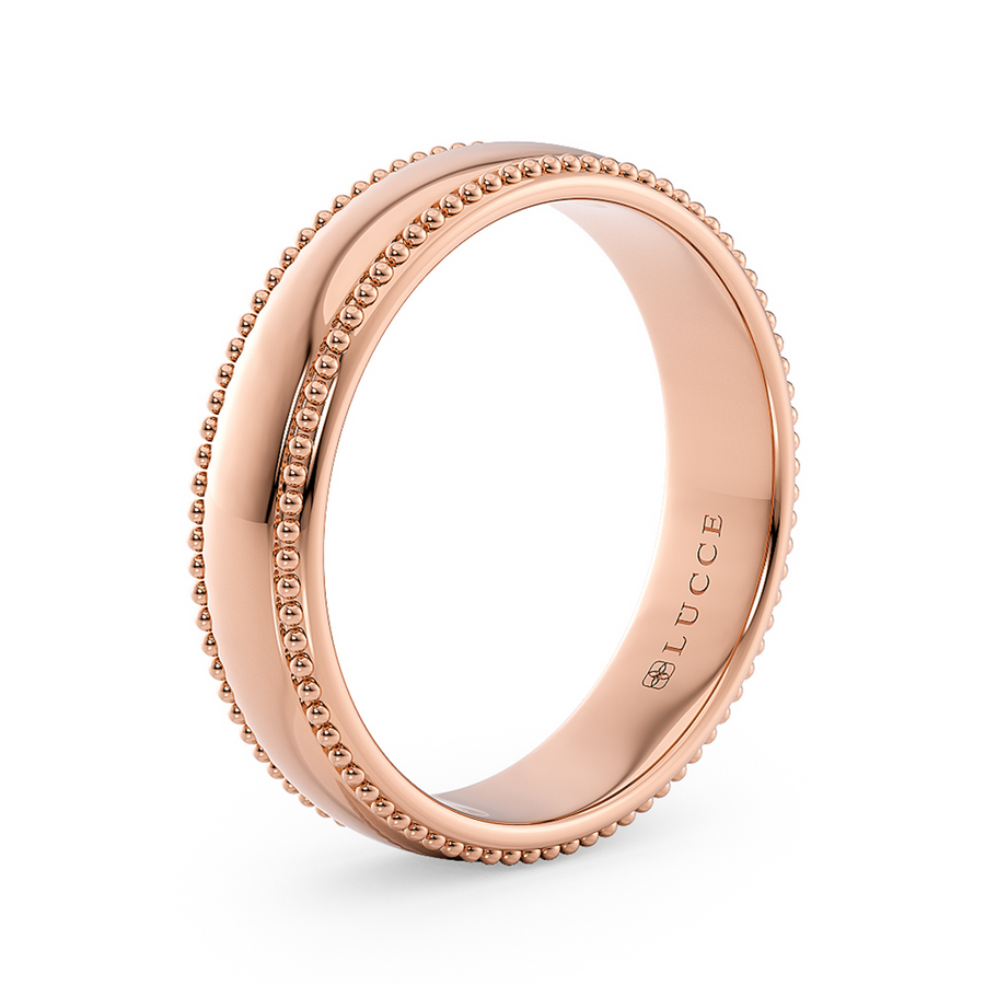 Load image into Gallery viewer, LUCCE Milgrain Classic Unisex Wedding Band with Brushed or Polished Finish in Gold or Platinum
