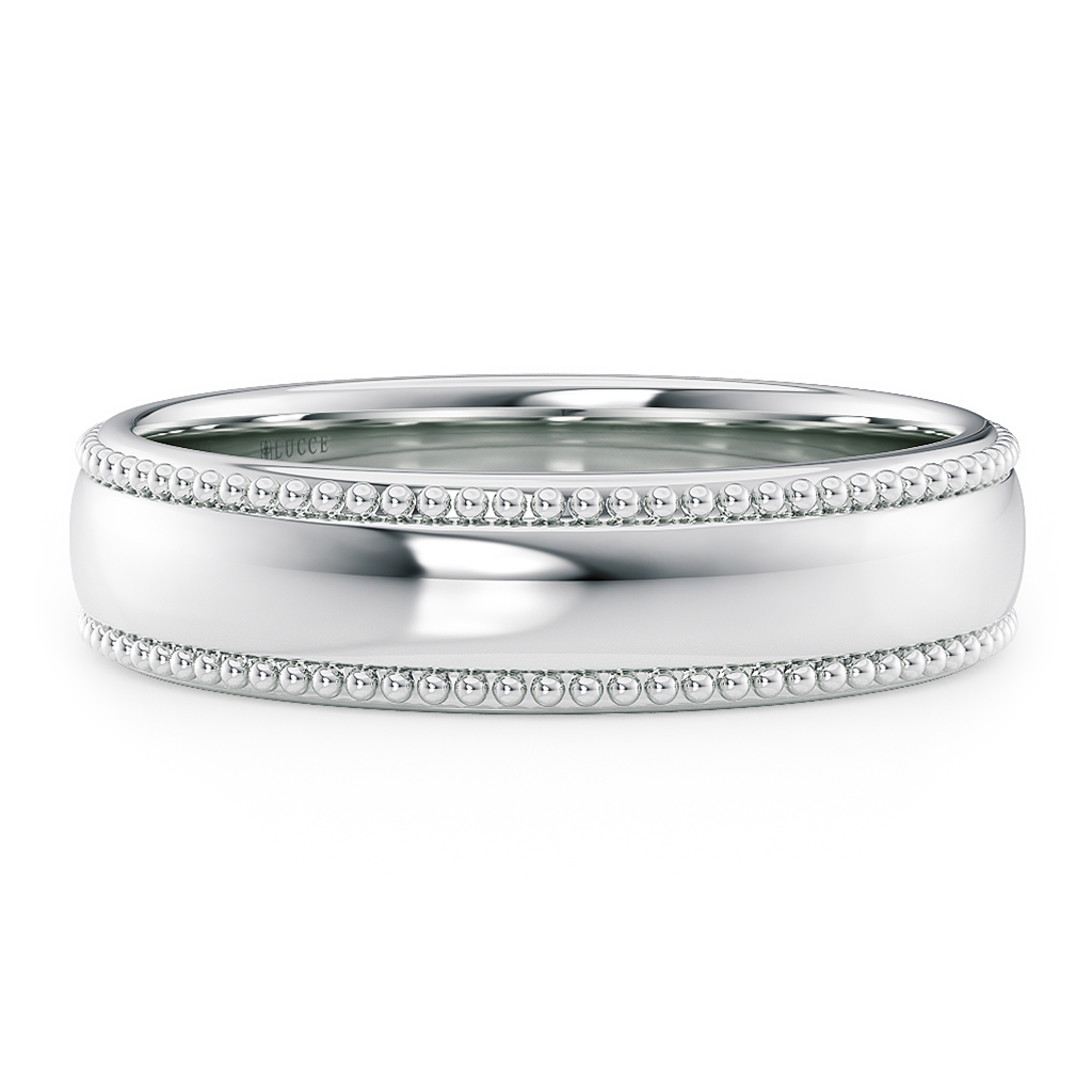 Load image into Gallery viewer, LUCCE Milgrain Classic Unisex Wedding Band with Brushed or Polished Finish in Gold or Platinum
