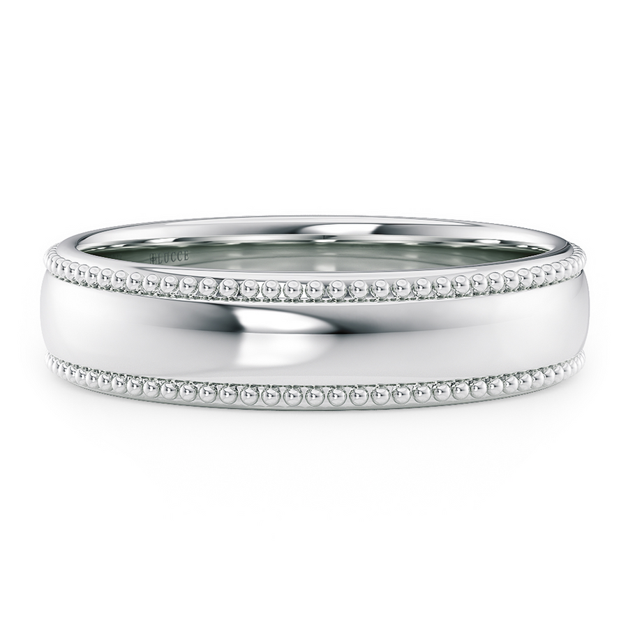 Load image into Gallery viewer, LUCCE Milgrain Classic Unisex Wedding Band with Brushed or Polished Finish in Gold or Platinum
