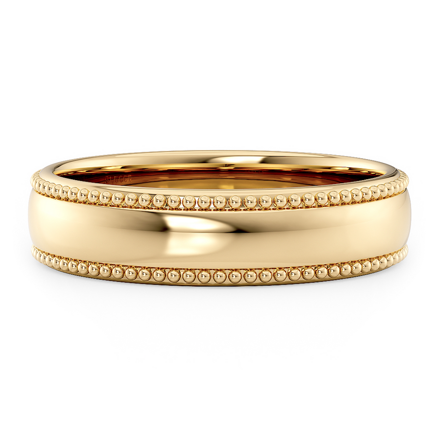 Load image into Gallery viewer, LUCCE Milgrain Classic Unisex Wedding Band with Brushed or Polished Finish in Gold or Platinum
