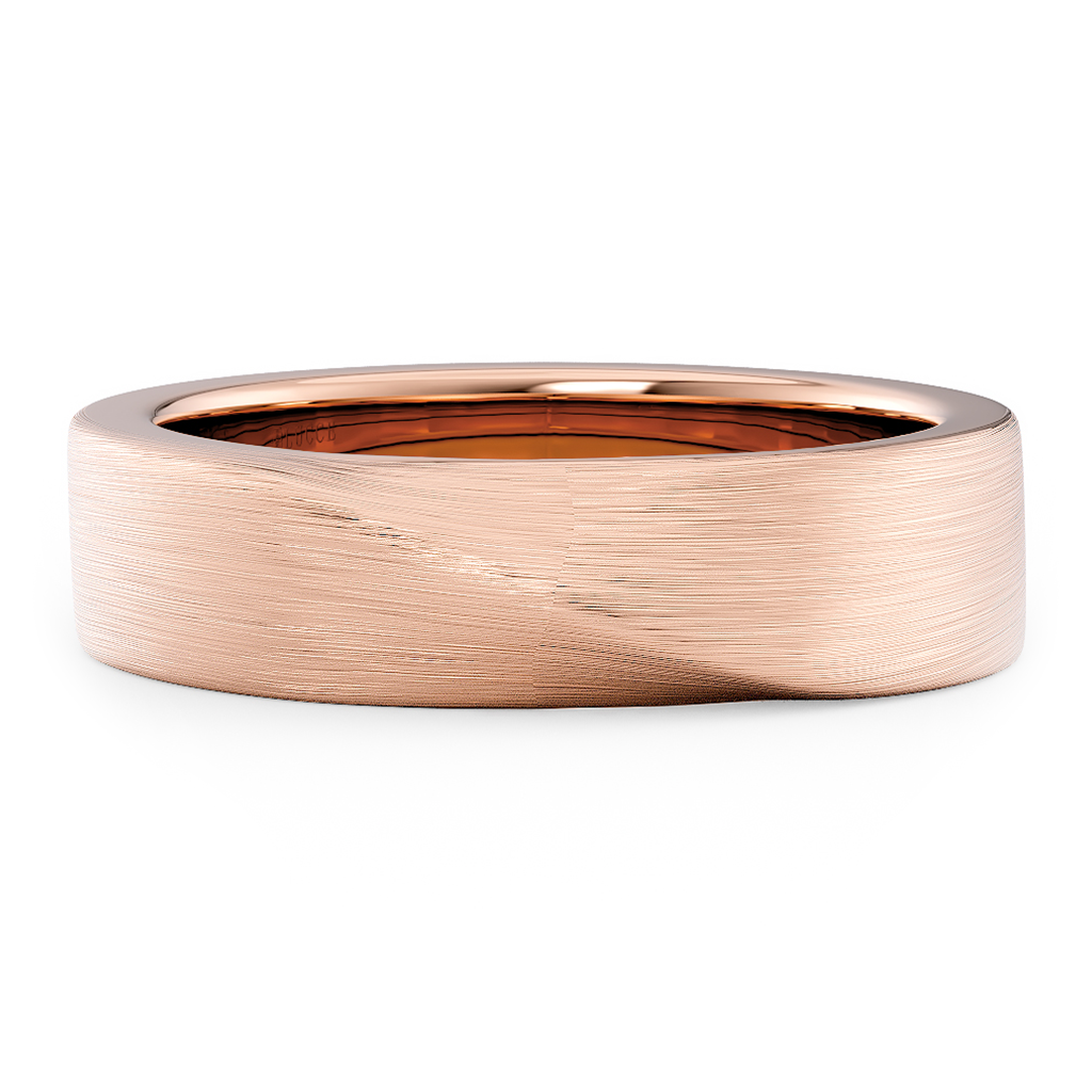 Load image into Gallery viewer, LUCCE Comfort Fit Unisex Wedding Ring with a Mobius Outside Profile and Brushed or Polished Finish in Gold or Platinum
