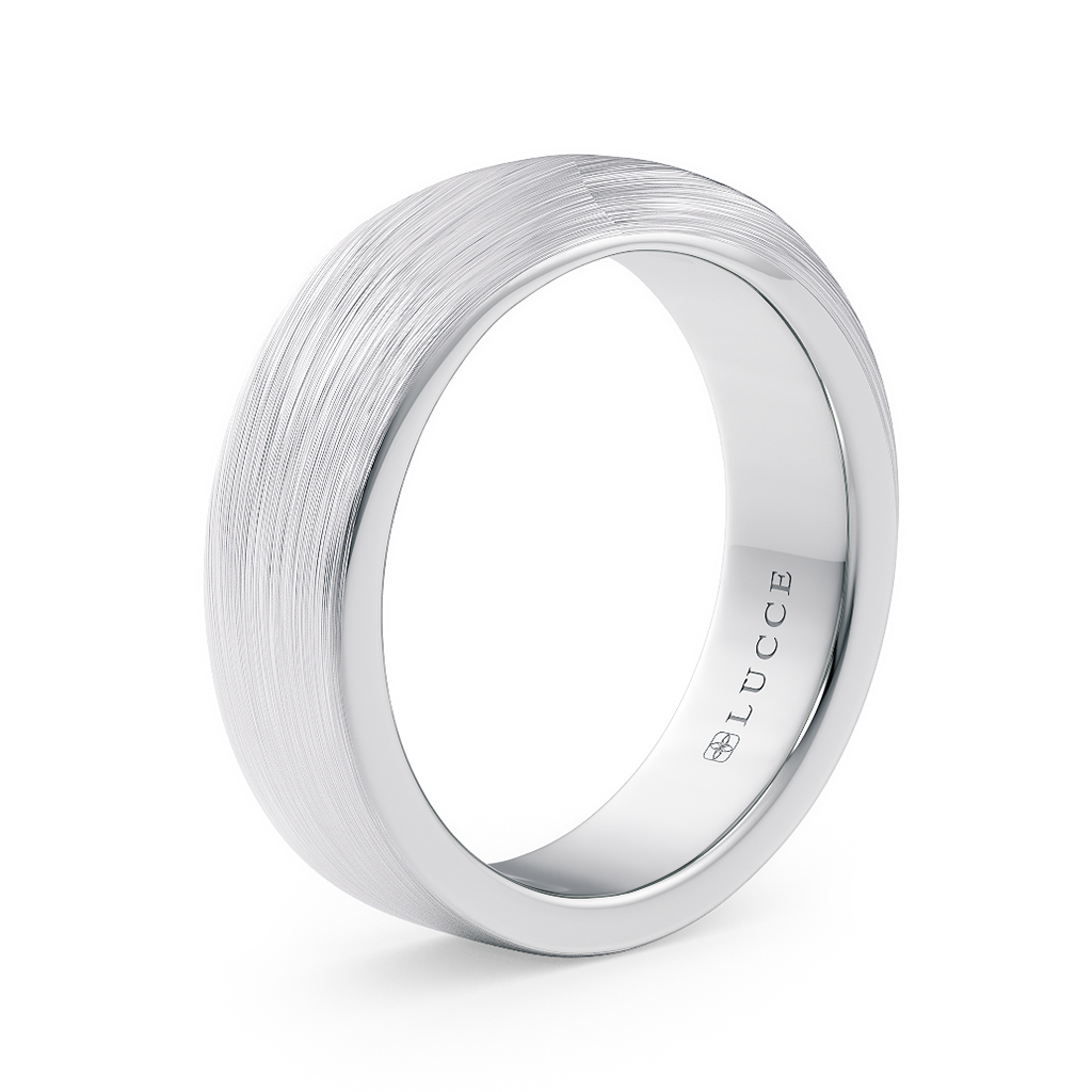 Load image into Gallery viewer, LUCCE Comfort Fit Unisex Wedding Ring with a Mobius Outside Profile and Brushed or Polished Finish in Gold or Platinum
