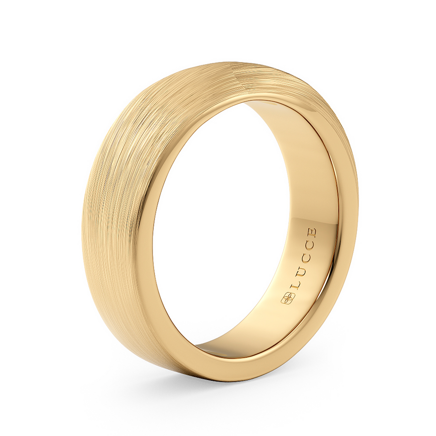 Load image into Gallery viewer, LUCCE Comfort Fit Unisex Wedding Ring with a Mobius Outside Profile and Brushed or Polished Finish in Gold or Platinum
