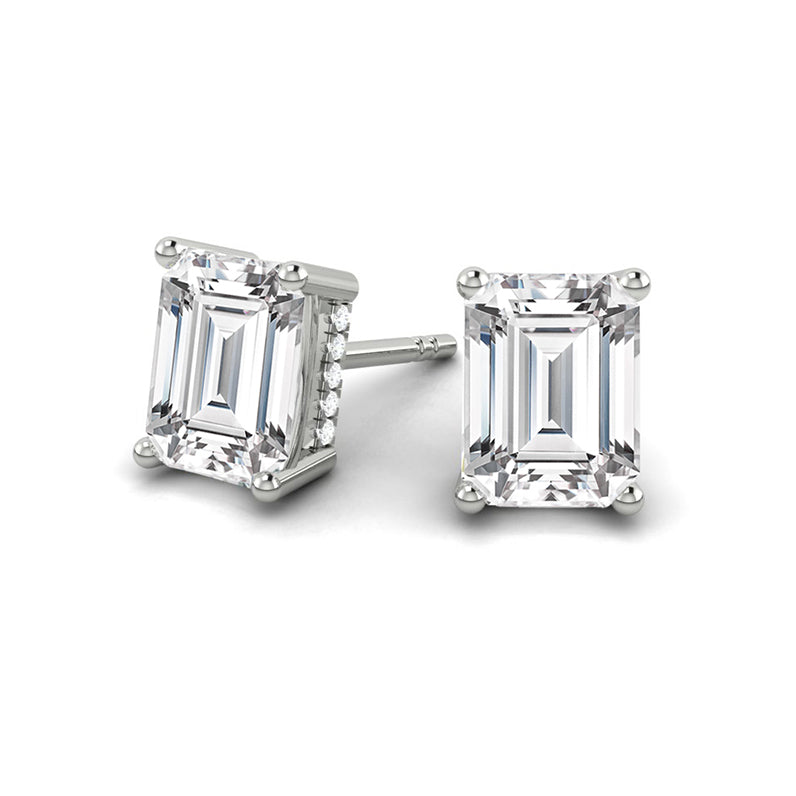Emerald cut Diamond Earrings with Hidden Halo Philippines