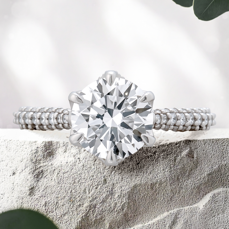 Load image into Gallery viewer, LUCCE AZALEA™ Luxe Round 3.10ct CELESTE™ Moissanite Platinum
