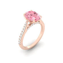 Load image into Gallery viewer, Azalea Pavé Oval Rosé Lab Diamond 1.06ct Fancy Vivid Pink VS1 Ex IGI 18K Rose Gold
