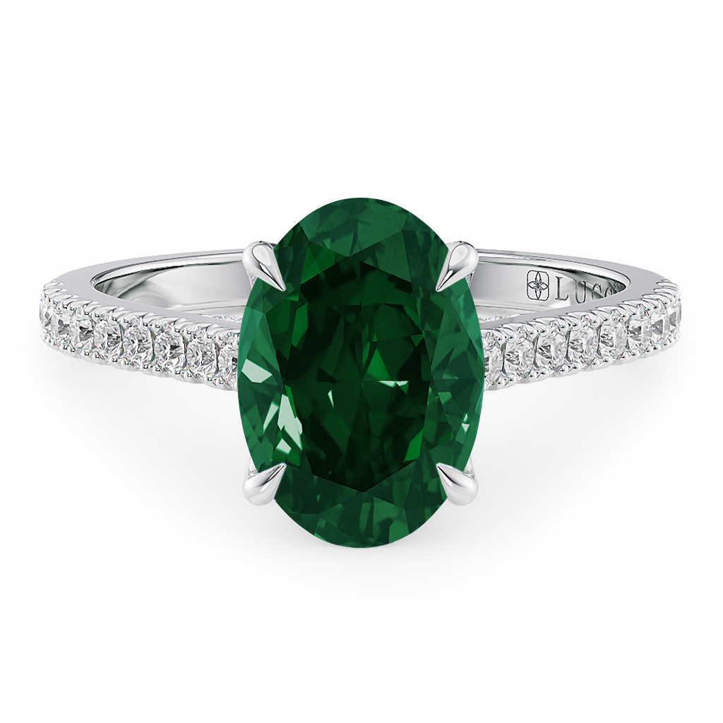 Load image into Gallery viewer, LUCCE AZALEA™ Pavé 4-Prong Oval Gemstone
