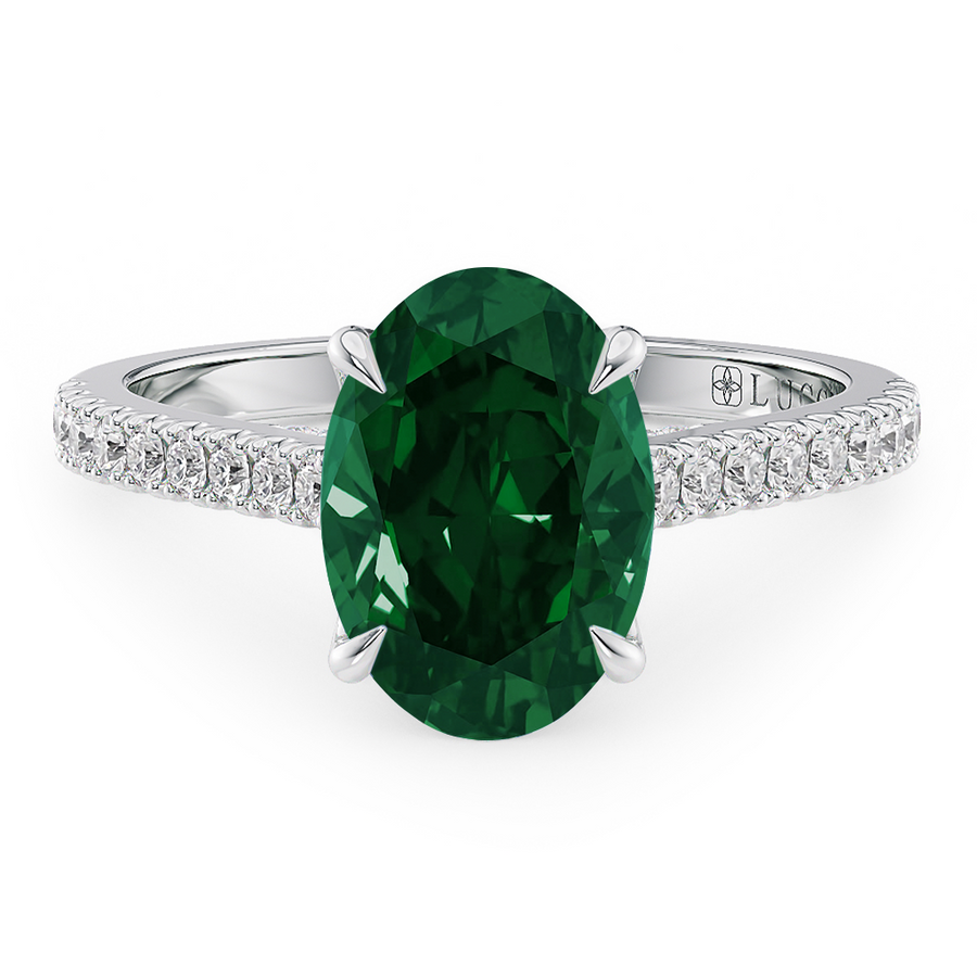 Load image into Gallery viewer, LUCCE AZALEA™ Pavé 4-Prong Oval Gemstone
