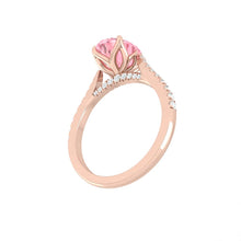 Load image into Gallery viewer, Pink Oval lab diamond engagement ring petal cathedral pave band jewelry wedding rings Manila philippines
