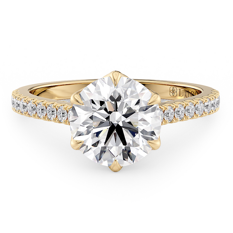 Azalea Pavé Round Lab Diamond 0.53ct D VVS2 Id IGI 14K Yellow Gold
