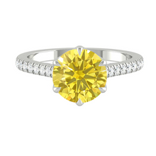 Load image into Gallery viewer, Azalea Pavé Round Sunburst Yellow Diamond
