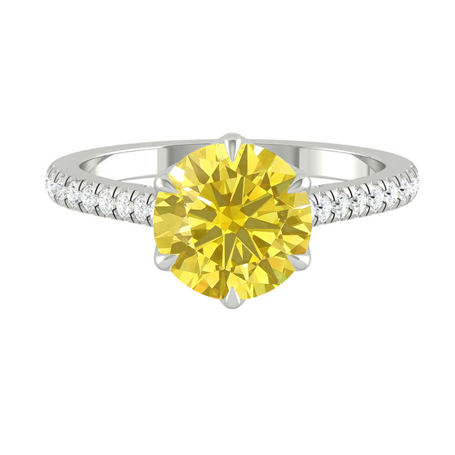 Azalea Pavé Round Sunburst Yellow Diamond