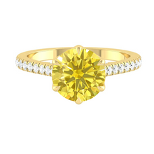 Load image into Gallery viewer, Azalea Pavé Round Sunburst Yellow Diamond
