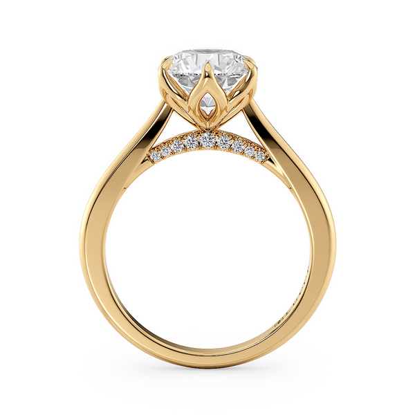 Lucce Azalea Round Lab Diamond 1.09ct D VVS2 Id IGI 18K Yellow Gold