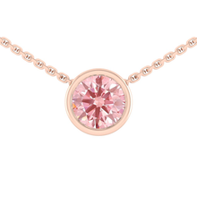 Load image into Gallery viewer, Lucce Carla Round Rosé Necklace Lab Diamond 0.31ctw Fancy Pink VS1 VG IGI 14K Rose Gold
