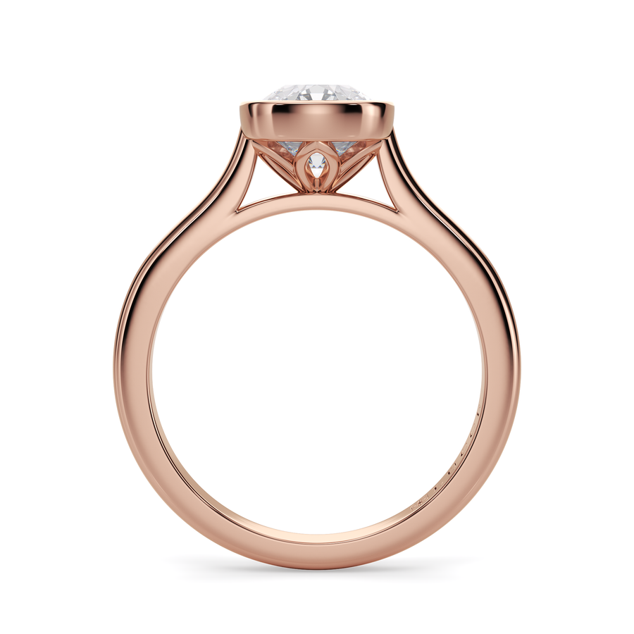 Load image into Gallery viewer, LUCCE Solitaire Cathedral Cushion Diamond in Bezel Setting with Hidden Petal Engagement Ring in Gold or Platinum
