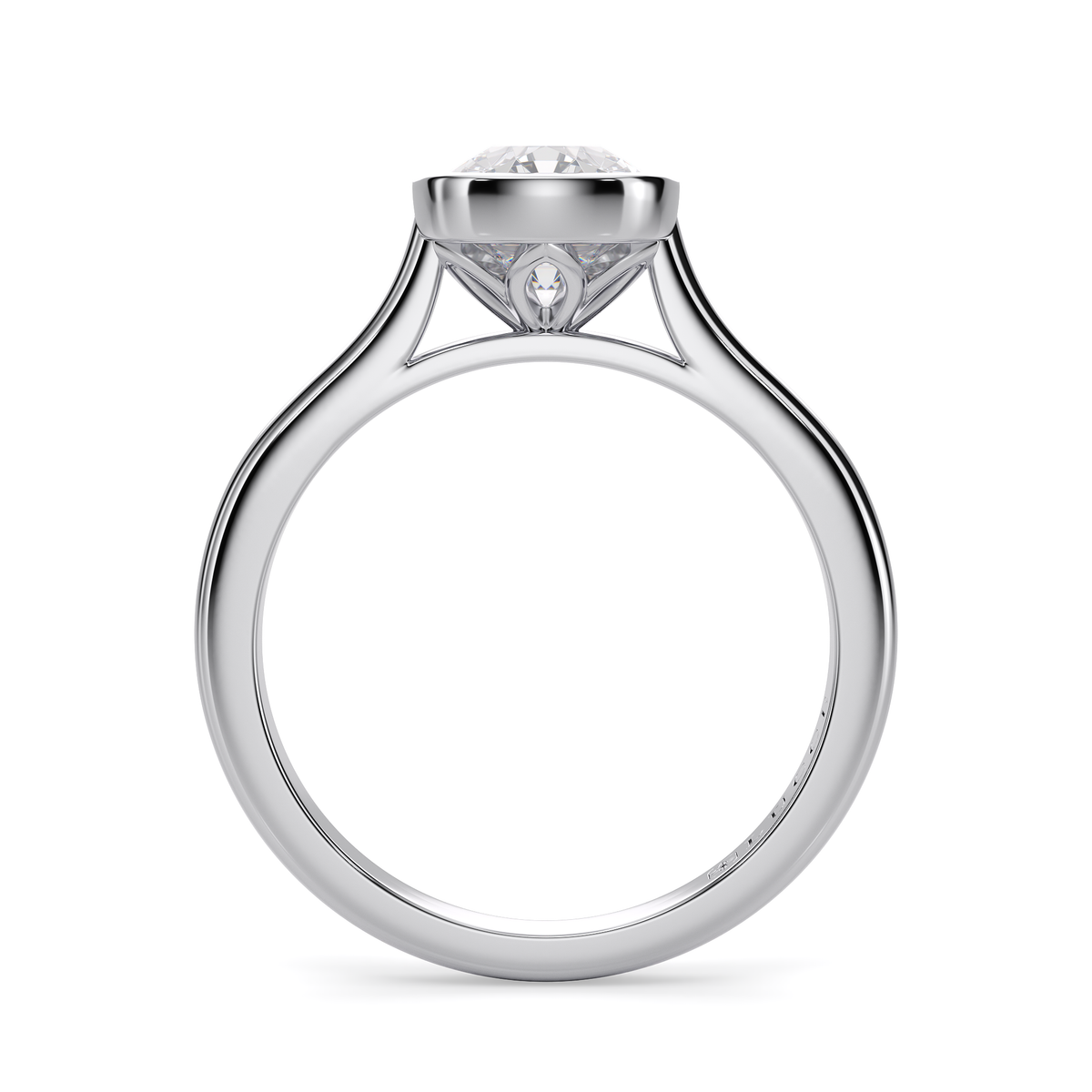 Load image into Gallery viewer, LUCCE Solitaire Cathedral Cushion Diamond in Bezel Setting with Hidden Petal Engagement Ring in Gold or Platinum

