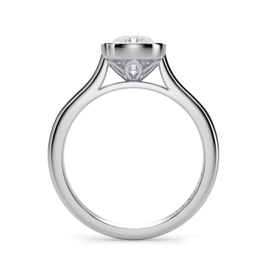Load image into Gallery viewer, LUCCE Solitaire Cathedral Cushion Diamond in Bezel Setting with Hidden Petal Engagement Ring in Gold or Platinum
