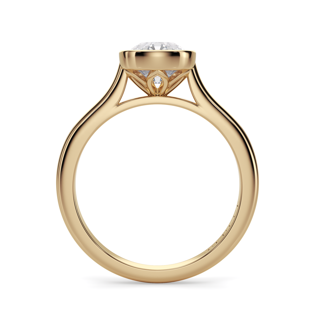 Load image into Gallery viewer, LUCCE Solitaire Cathedral Cushion Diamond in Bezel Setting with Hidden Petal Engagement Ring in Gold or Platinum
