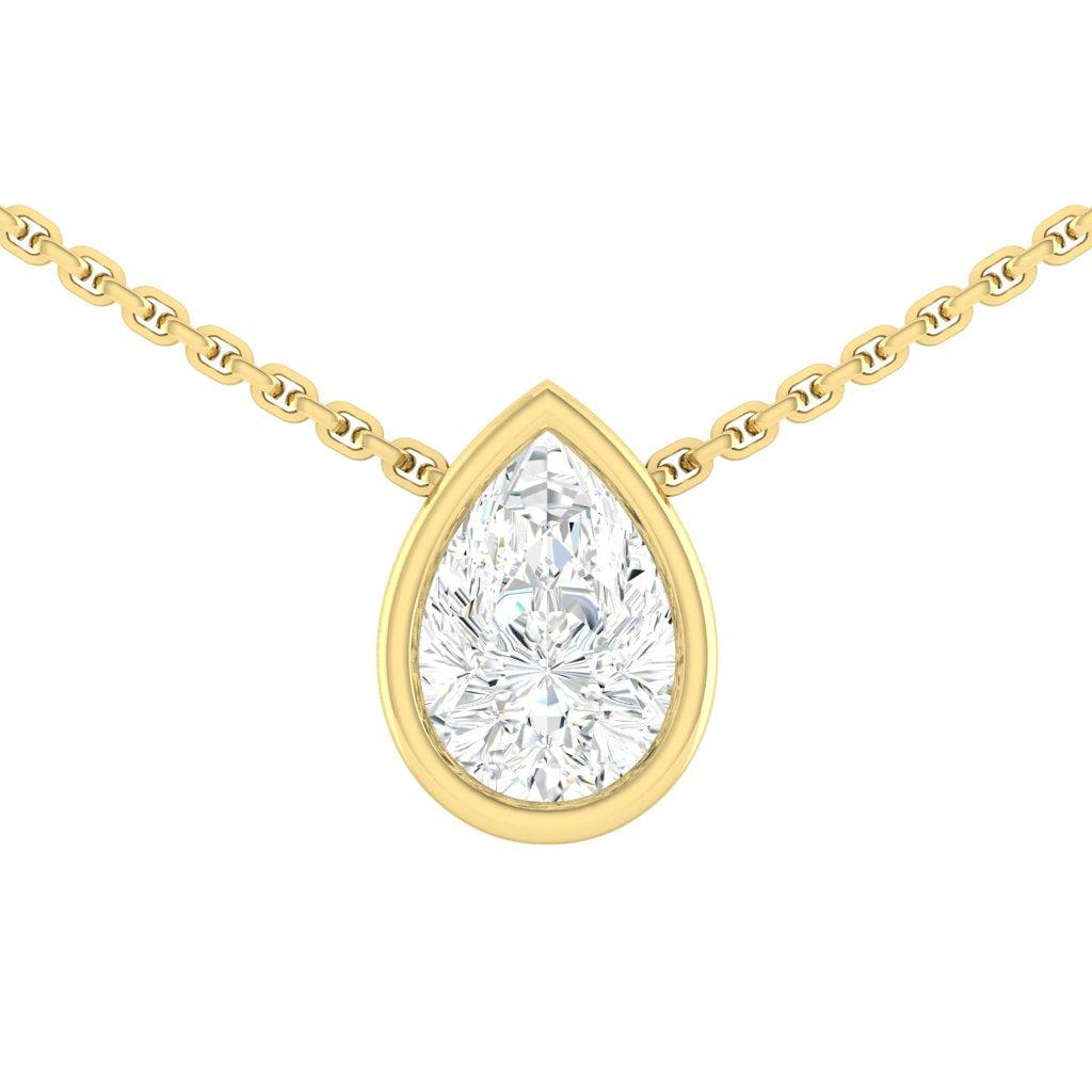 Carla Pear Necklace Lab Diamond 0.50ct D VVS2 Ex IGI 14K Yellow Gold