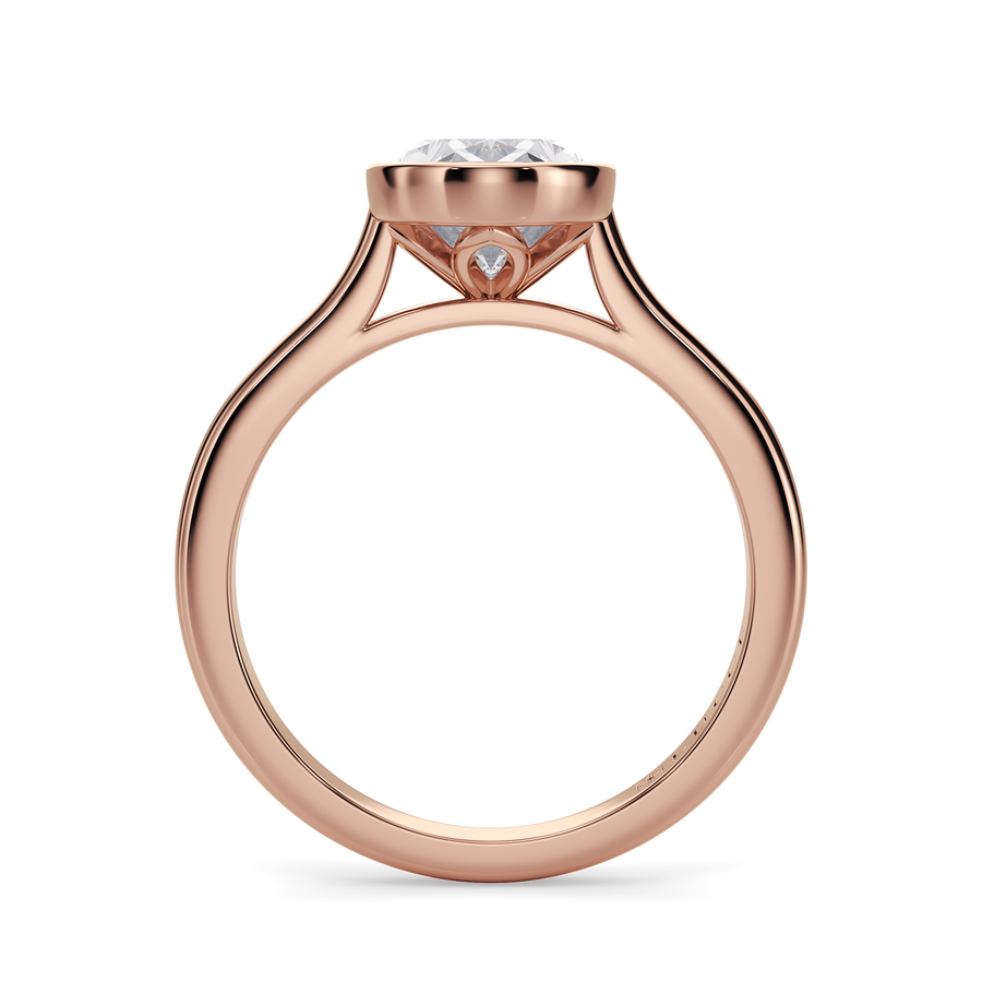Load image into Gallery viewer, LUCCE Solitaire Cathedral Oval Diamond in Bezel Setting with Hidden Petal Engagement Ring in Gold or Platinum
