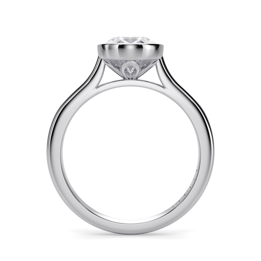 Load image into Gallery viewer, LUCCE Solitaire Cathedral Oval Diamond in Bezel Setting with Hidden Petal Engagement Ring in Gold or Platinum
