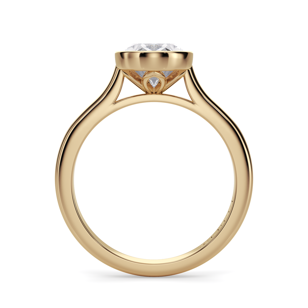Load image into Gallery viewer, LUCCE Solitaire Cathedral Oval Diamond in Bezel Setting with Hidden Petal Engagement Ring in Gold or Platinum
