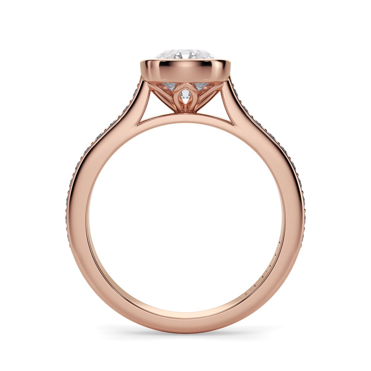 Load image into Gallery viewer, LUCCE Pavé Cathedral Cushion Diamond in Bezel Setting with Hidden Petal Engagement Ring in Gold or Platinum
