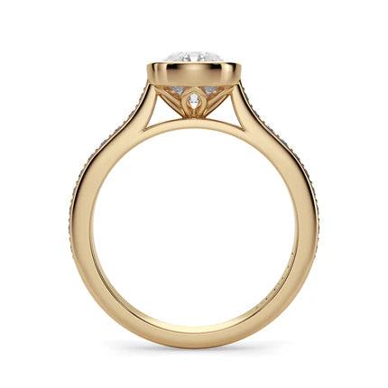 Lucce Carla Pavé Cushion Lab Diamond 3.08ct F VVS2 18K Yellow Gold