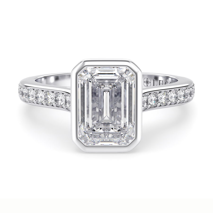 Load image into Gallery viewer, LUCCE CARLISLE™ Pavé Emerald Lab Diamond 0.85ct E VVS1 IGI 14K White Gold
