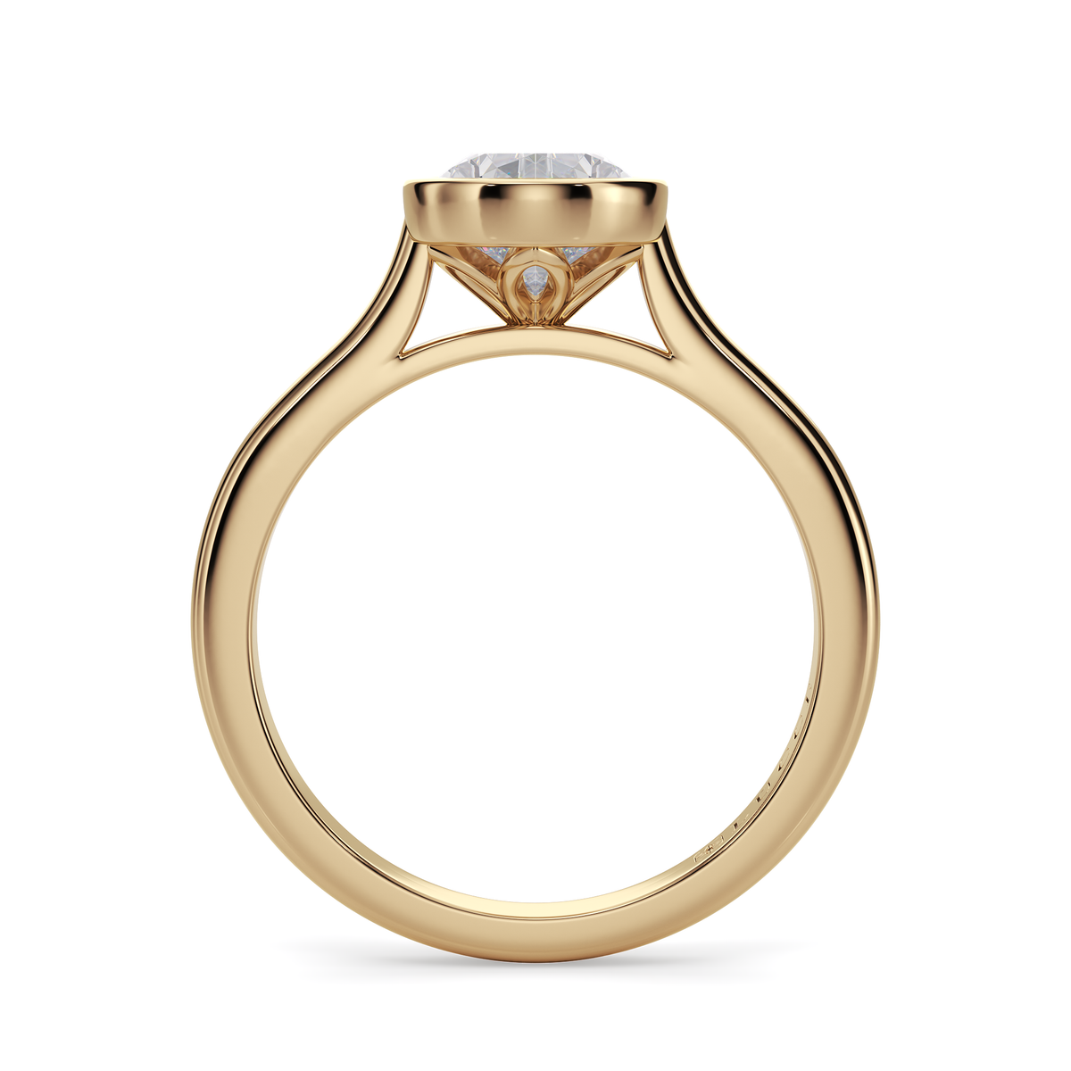 Load image into Gallery viewer, LUCCE Solitaire Cathedral Pear Diamond in Bezel Setting with Hidden Petal Engagement Ring in Gold or Platinum
