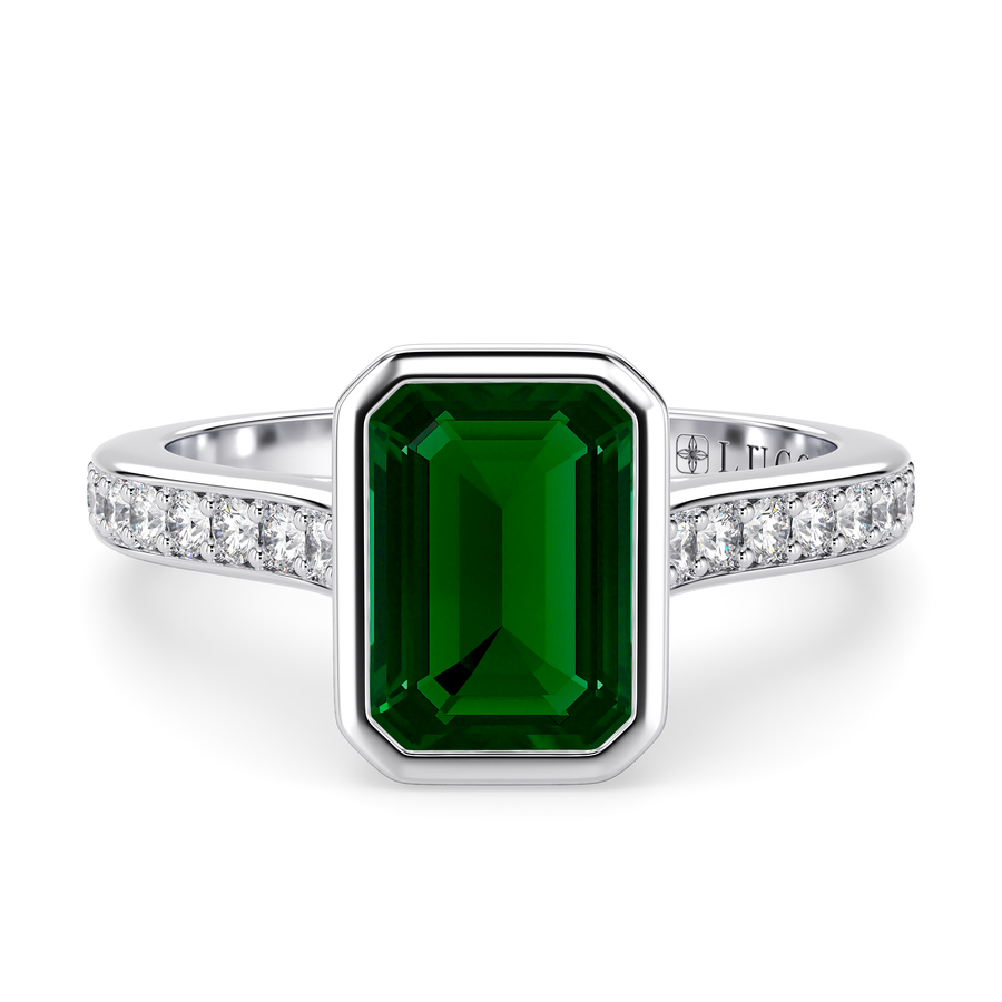 Load image into Gallery viewer, LUCCE CARLISLE™ Pavé  Emerald AURORA™ Green Emerald 1.50ct 14K White Gold
