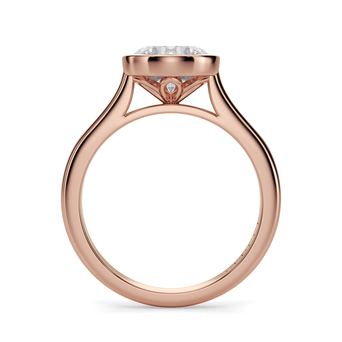 Load image into Gallery viewer, LUCCE Solitaire Cathedral Round Diamond in Bezel Setting with Hidden Petal Engagement Ring in Gold or Platinum
