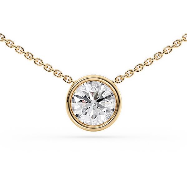 LUCCE CARLISLE™ Round Necklace Lab Diamond 0.52ct D VVS2 Id IGI 14K Yellow Gold