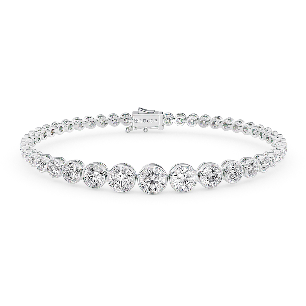 Load image into Gallery viewer, LUCCE Tapered Round Diamond Tennis Bracelet in Gold or Platinum
