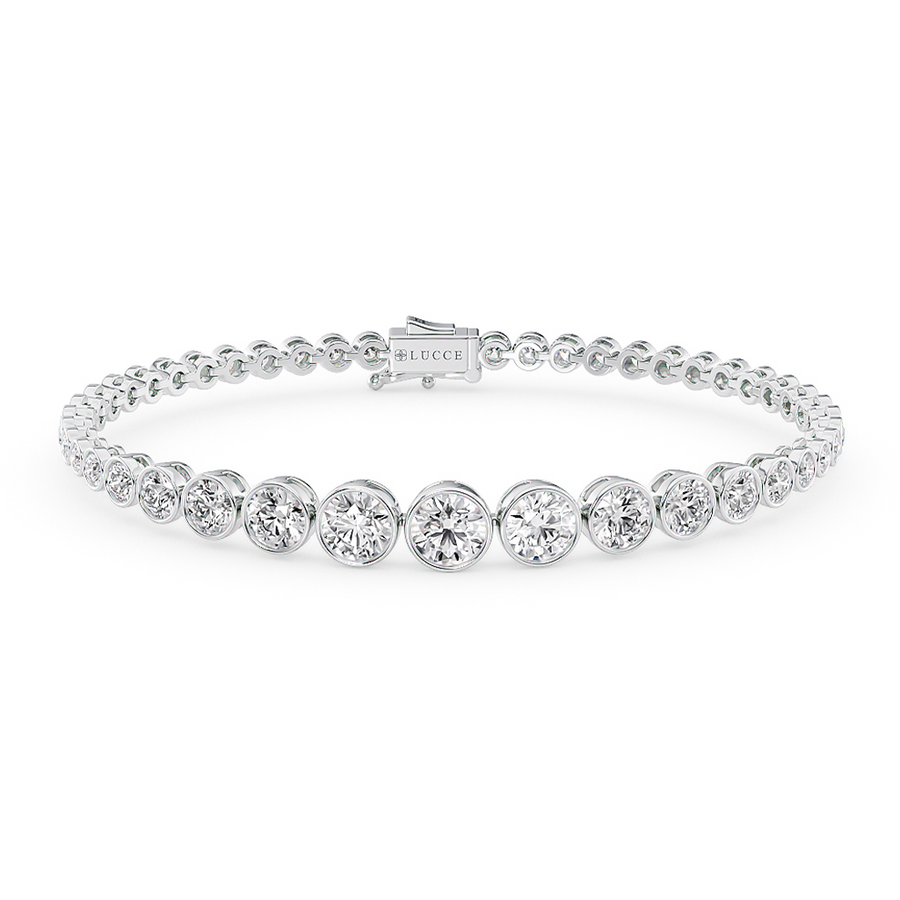 Load image into Gallery viewer, LUCCE Tapered Round Diamond Tennis Bracelet in Gold or Platinum
