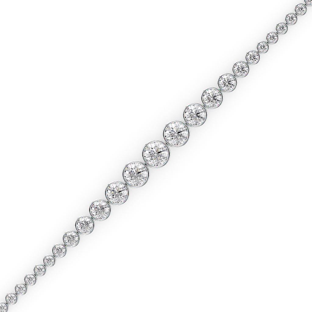 Load image into Gallery viewer, LUCCE Tapered Round Diamond Tennis Bracelet in Gold or Platinum
