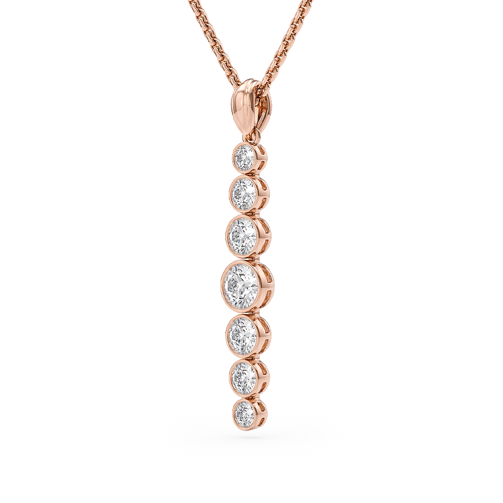 Load image into Gallery viewer, LUCCE Tapered Round Diamond Pendant Necklace in Gold or Platinum
