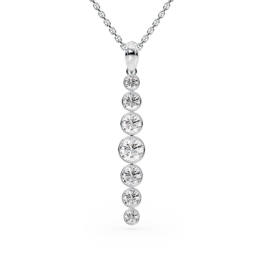 Load image into Gallery viewer, LUCCE Tapered Round Diamond Pendant Necklace in Gold or Platinum
