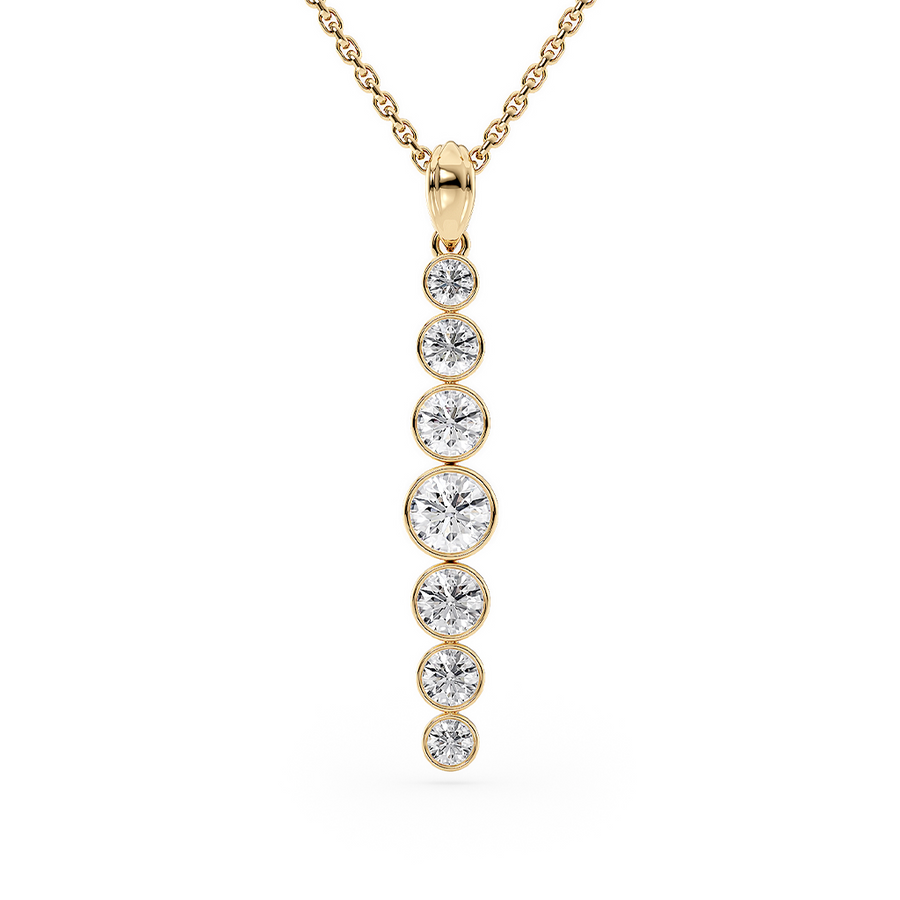 Load image into Gallery viewer, LUCCE Tapered Round Diamond Pendant Necklace in Gold or Platinum
