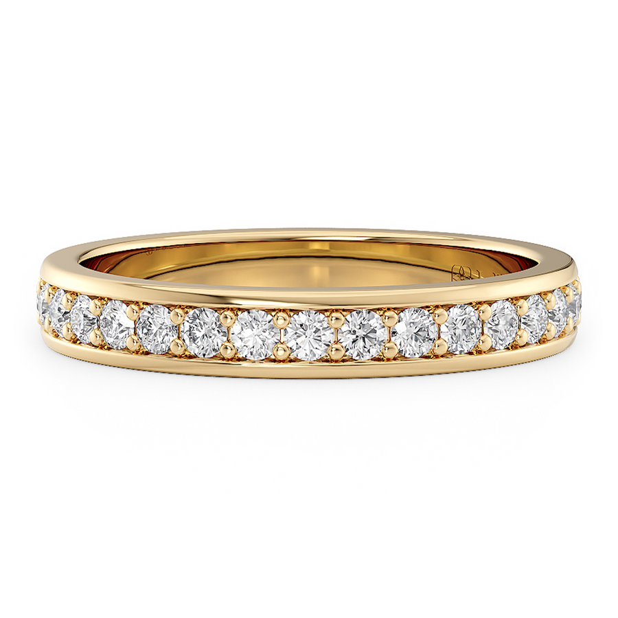 Load image into Gallery viewer, LUCCE Half Eternity Pavé Round Diamond Stackable Female Wedding Ring in Gold or Platinum 
