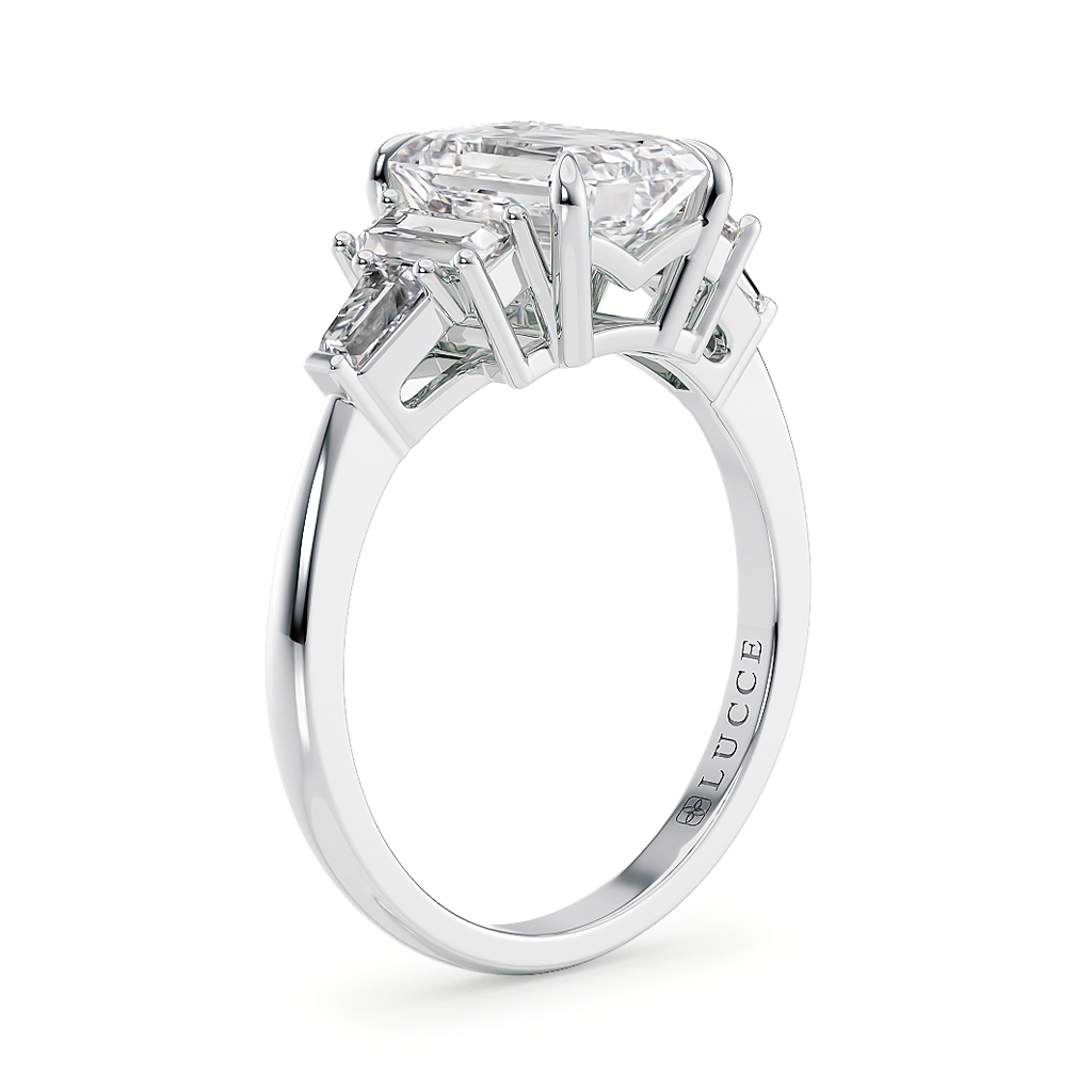 Load image into Gallery viewer, LUCCE 5 Stone Emerald Cluster Diamond Engagement Ring in Gold or Platinum, Featured in British Vogue
