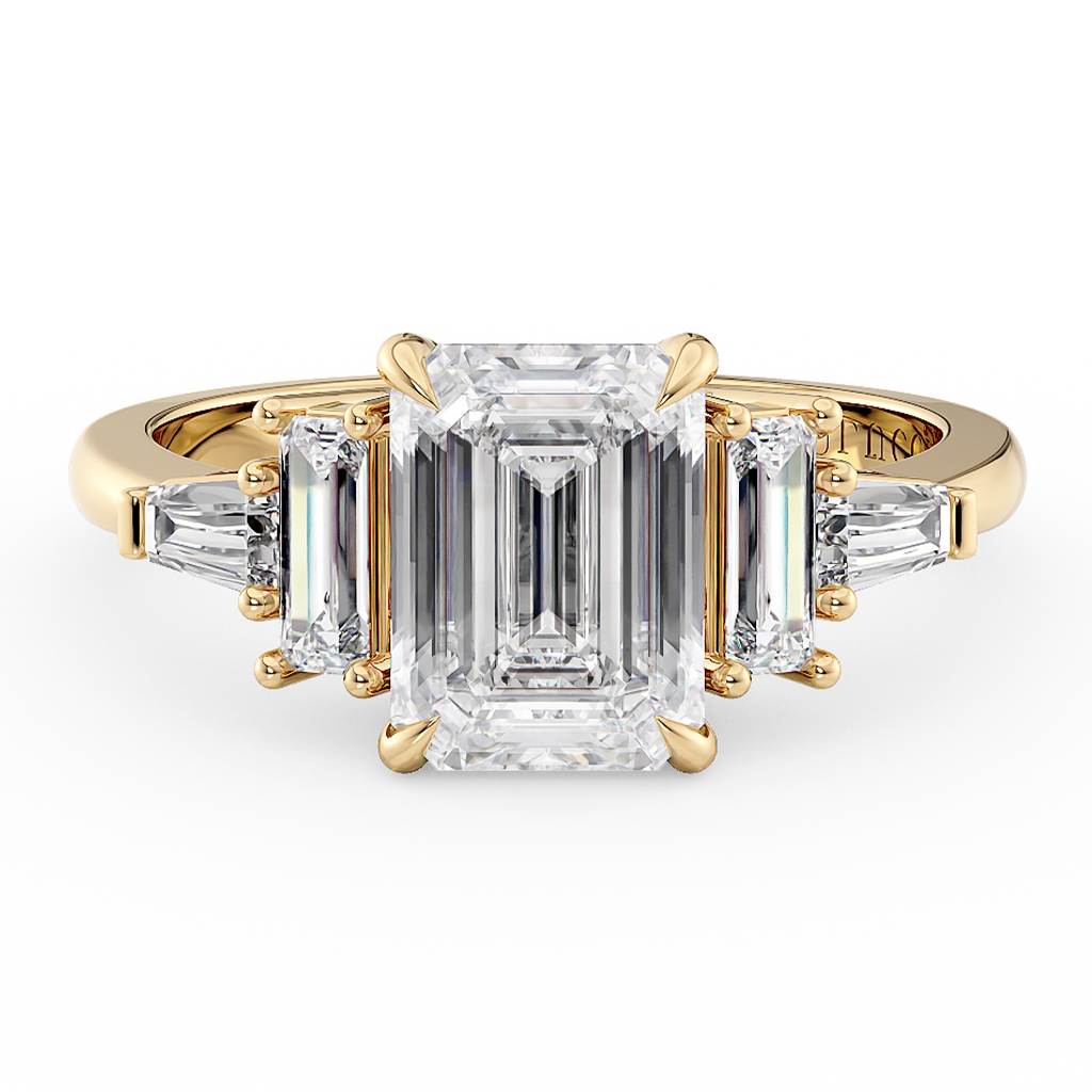 Load image into Gallery viewer, LUCCE 5 Stone Emerald Cluster Diamond Engagement Ring in Gold or Platinum, Featured in British Vogue
