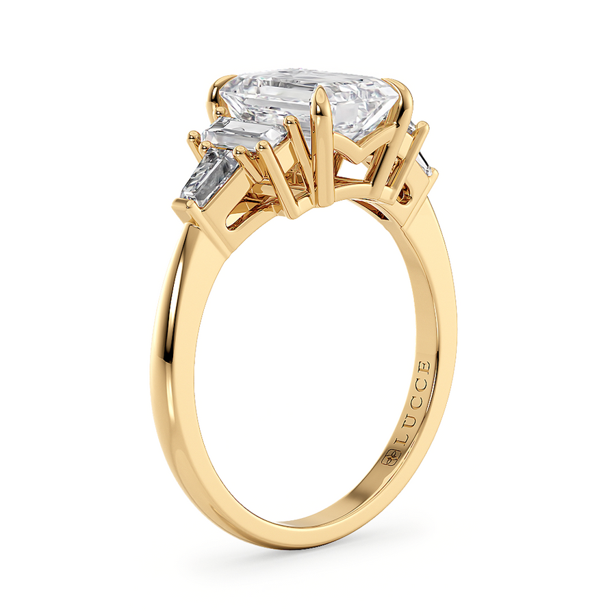 Load image into Gallery viewer, LUCCE 5 Stone Emerald Cluster Diamond Engagement Ring in Gold or Platinum, Featured in British Vogue
