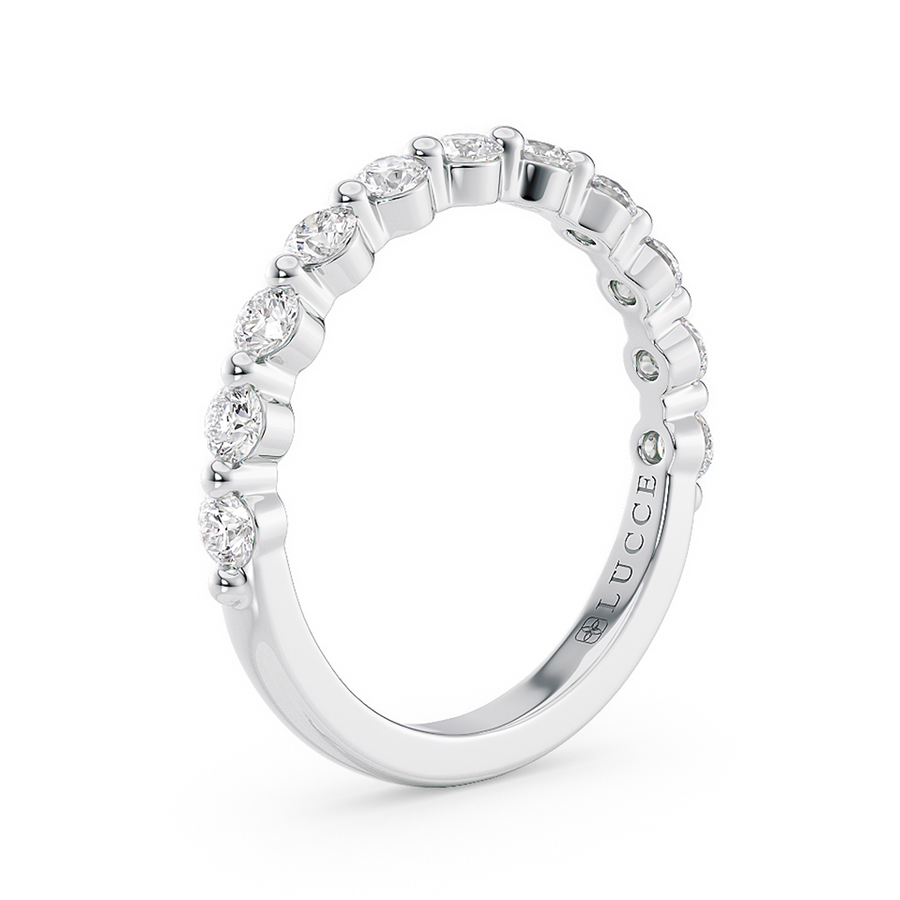 Load image into Gallery viewer, LUCCE Round Diamond Shared Prong Wedding Ring in Gold or Diamond

