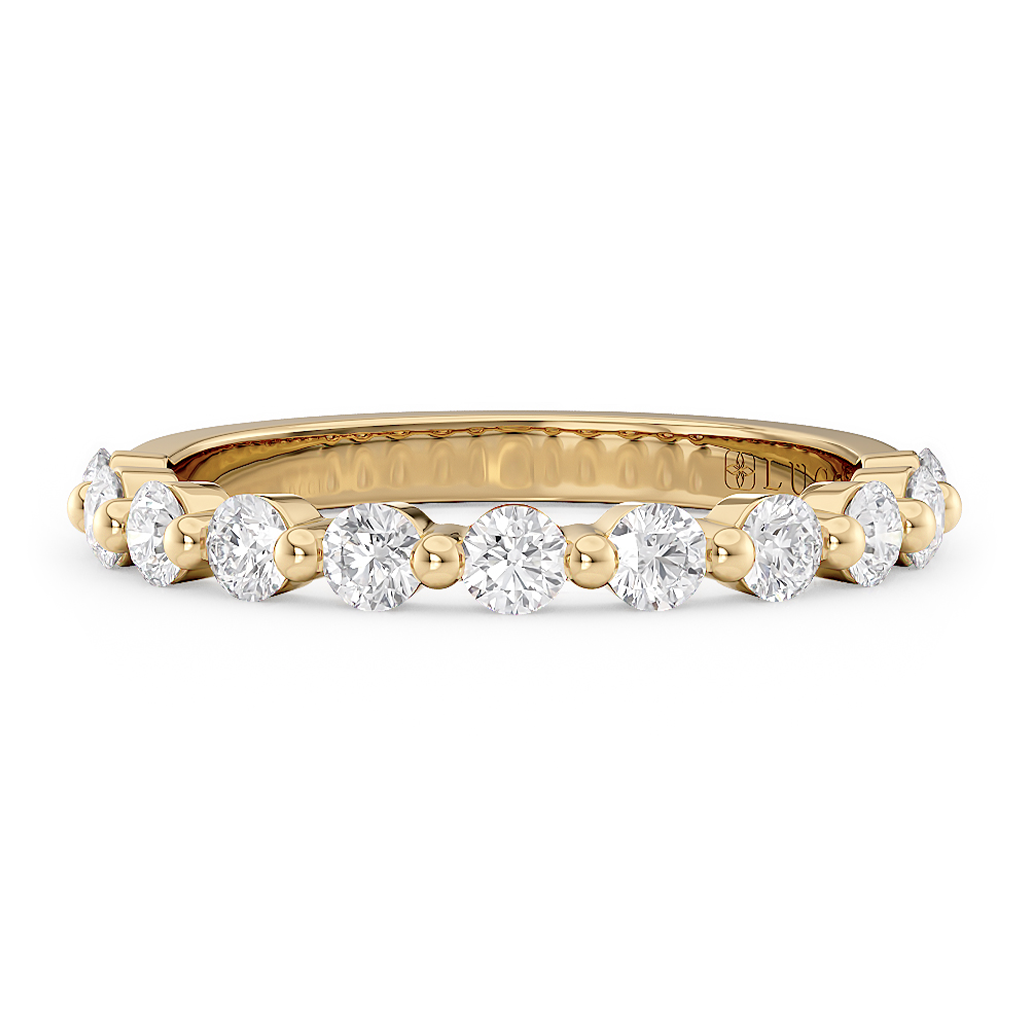 Load image into Gallery viewer, LUCCE Round and Marquise Diamond Wedding Ring with Bezel and Milgrain Setting in Gold or Platinum
